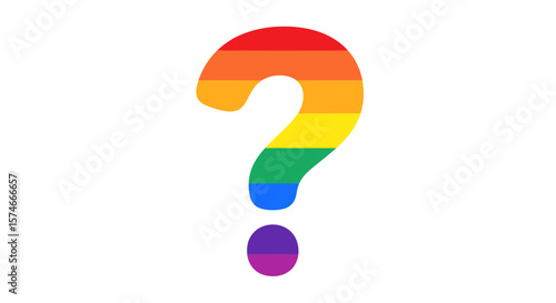 Rainbow Question Mark Symbolizing LGBTQ+ Identity and Support in Graphic Design