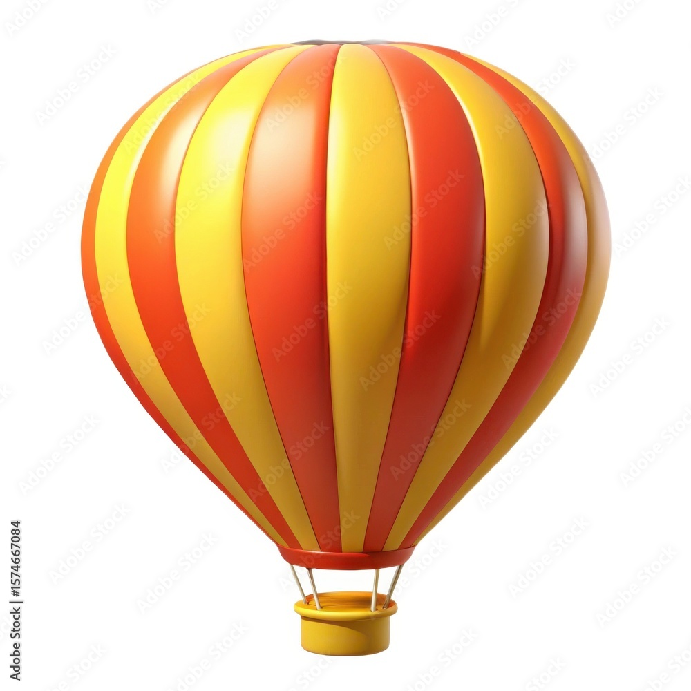 Fototapeta premium Bright red and yellow striped hot air balloon isolated on white background