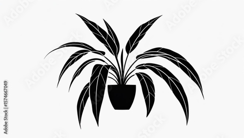 Bold Leaf Silhouette in Flower Pot