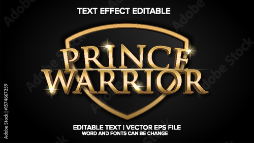 prince warrior text effect vector editable