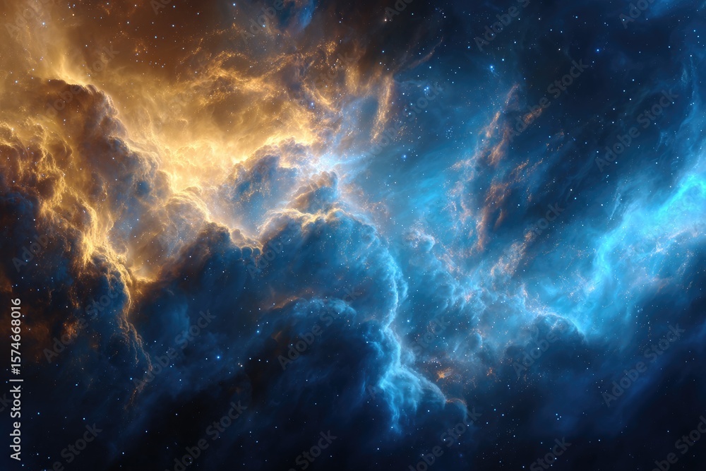 Fototapeta premium Colorful celestial nebula with numerous stars.