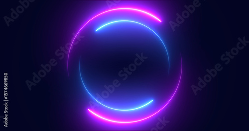 Futuristic neon-colored retro-style glowing circles motion graphic. Loop animation video of neon glowing stylish circle shape bg. Neon lights. circle lights illustration. Eliptical frame glow light