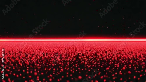 Abstract Red Laser Beams Cutting Through a Dark Space with a Field of Red Spheres