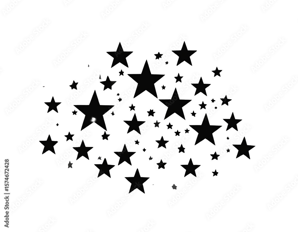 Fototapeta premium Flat Vector Silhouette of Glow-in-the-Dark Stars Cluster, Isolated on Transparent Background
