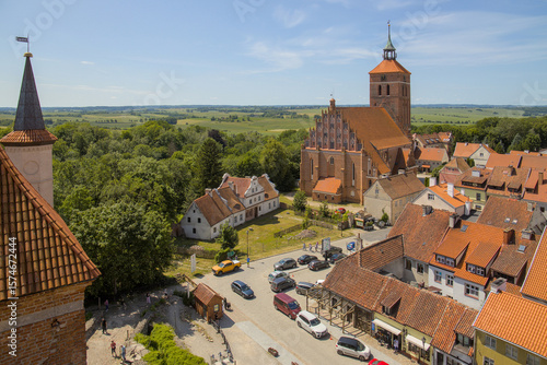 Fototapeta Naklejka Na Ścianę i Meble -  Church in Reszel, view from the castle, Warmia, Poland