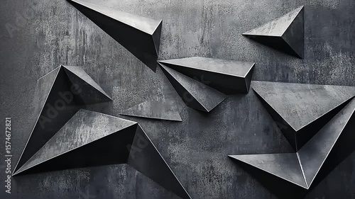 Wallpaper Mural Textured geometric abstraction with dark metallic triangles for contemporary backgrounds Torontodigital.ca