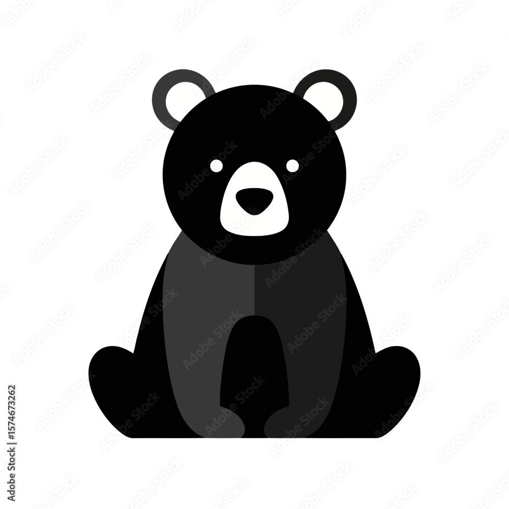 Naklejka premium Adorable Black Bear Illustration Simple, Cute Vector Graphic for Kids, Design Projects, and More