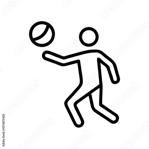 Volleyball player icon vector illustration, athlete silhouette graphic design template line art