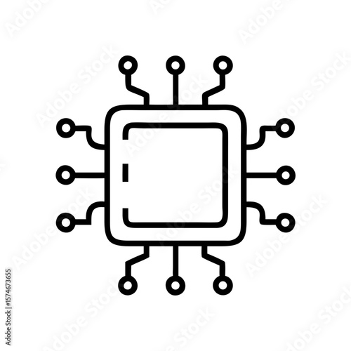 Integrated circuit chip processor icon vector design for technology and engineering use