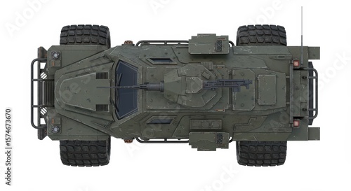 Top-Down View of a Military Armored Vehicle
