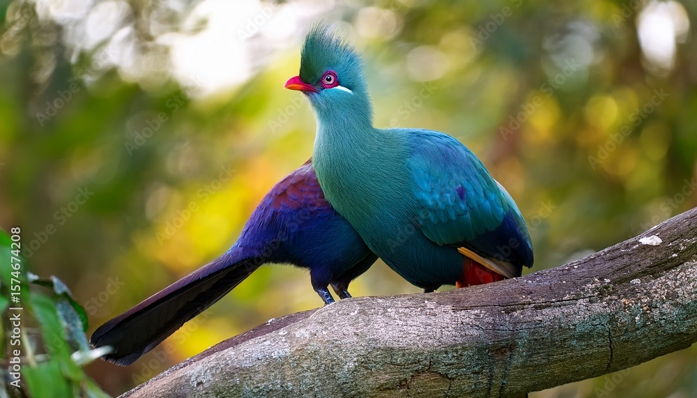 Obraz premium blue turaco in its natural environment a large and colorful bird species occurring in forests of eastern africa