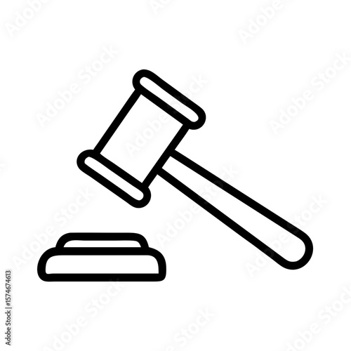 Gavel hammer law justice legal court auction judge symbol decision authority icon vector graphic