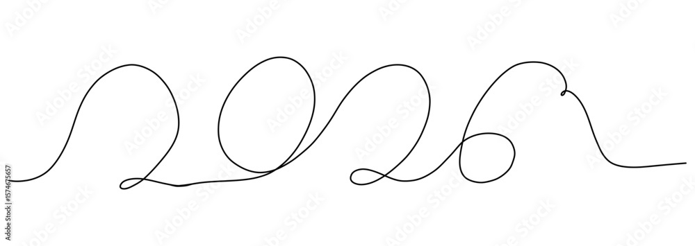 New year 2026 line art, contour sketch hand drawn. Continuous linear drawing. Decoration. New year 2026 line art, contour sketch hand drawn. Continuous linear drawing. Decoration.