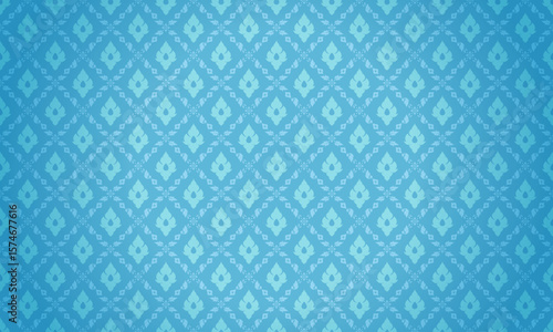 Luxury thai pattern light blue background vector illustration. Lai Thai bright blue tone