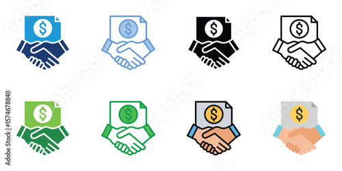 Acquisition Icons Set Vector Multiple Style Collection