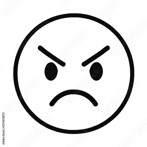 Angry Face Emoji Icon Vector - Symbol of Frustration or Displeasure