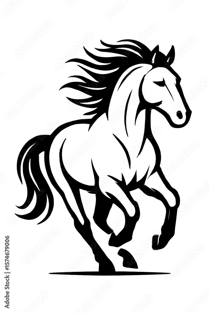Obraz premium Dynamic Galloping Horse Vector Illustration - Symbol of Freedom and Power