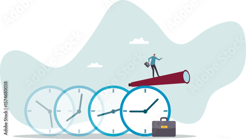 Time management, vision or effort to manage project and foresee problem or opportunity, work deadline or timer countdown.people concept.