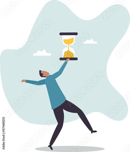 Time is money, long term investment to gain profit earning, interest rate return from savings,people concept.