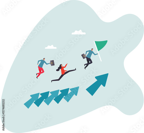 Sustainable growth, long term success or growing business with winning strategy,people concept.