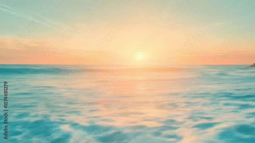 Serene sunrise over tropical beach with turquoise waves and golden light Serene sunrise over tropical beach with turquoise waves and golden light