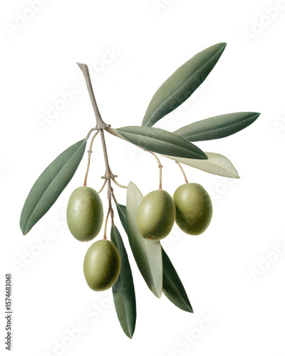 Wallpaper Mural Olive Branch with Green Olives on White Background Torontodigital.ca