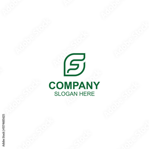 letter f leaf logo design for company or technology with creative illustration