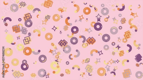 Wallpaper Mural Pink background with colorful geometric shapes. Abstract seamless memphis loop video background. Torontodigital.ca