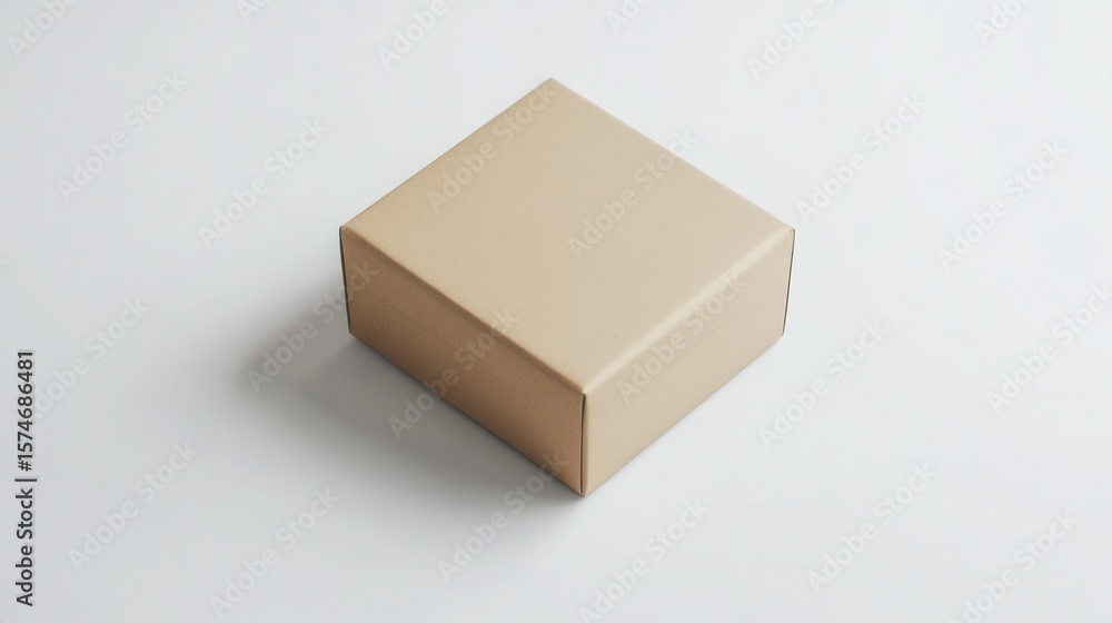 Fototapeta premium eco-friendly kraft food box mockup, minimalist packaging with empty branding space, soft natural shadows on white background