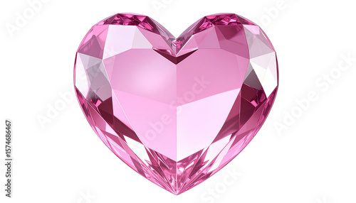 3D glass heart, pink transparent crystal texture, smooth glossy surface, photorealist