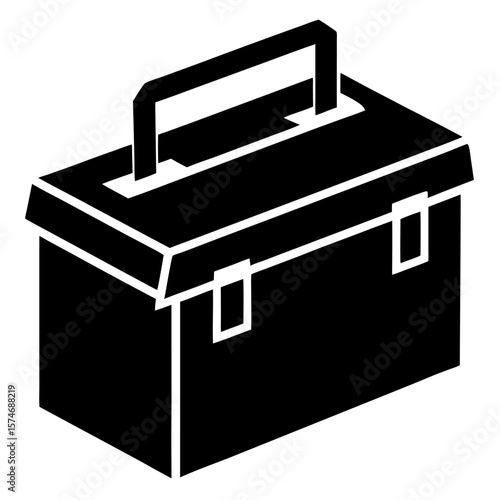 Simple black silhouette of a sturdy toolbox perfect for construction or repair themes