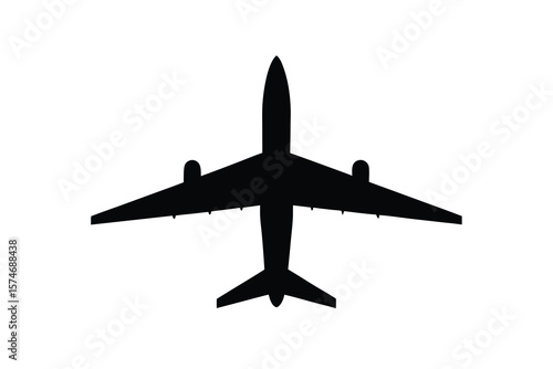 Airplane Silhouette on White Background A Simple Aviation Icon for Travel