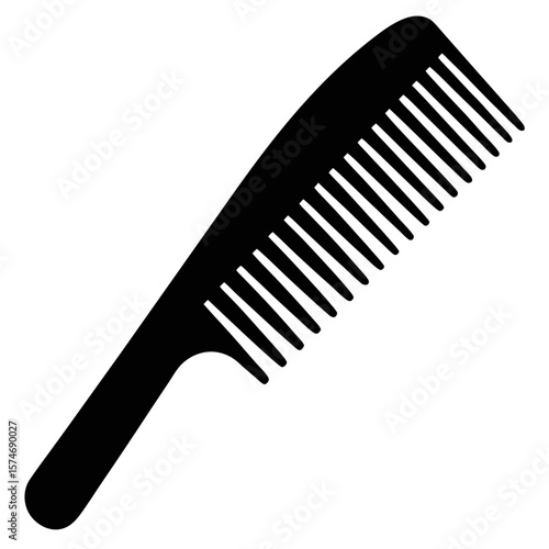 Stylized black silhouette of a comb with a detailed realistic handle design