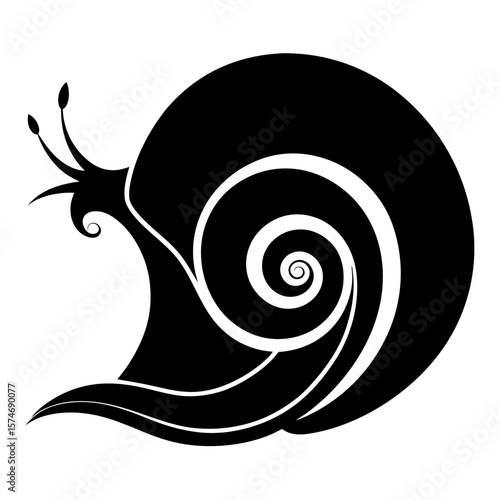 Elegant black silhouette of a spiraling snail shell a simple and natural design element