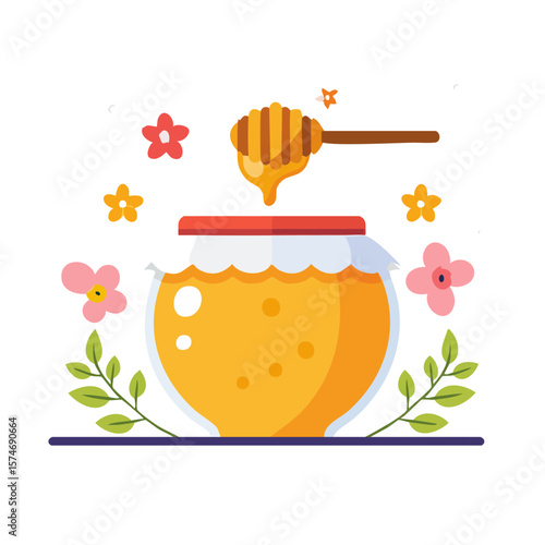 Jar  of Honey Isolated on a...