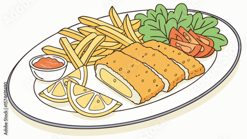 fried chicken breast with vegetables