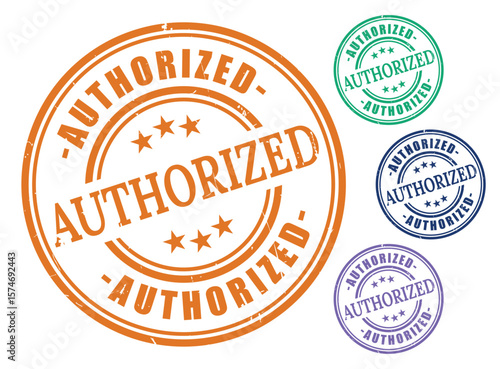 Authorized Seal Collection, Approved Grunge Stamp Vector Labels  
