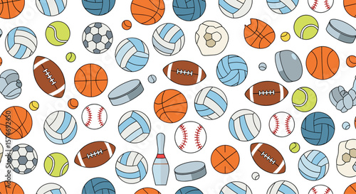 A colorful assortment of sports balls and equipment for active lifestyles and team sports enthusiasts