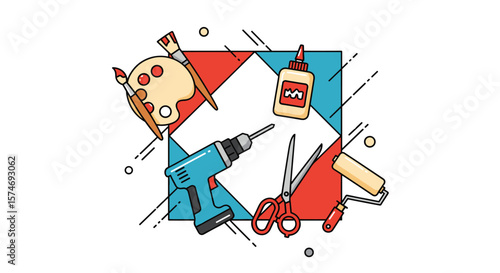 Creative arts and crafts supplies collection for diy projects and hobbyists