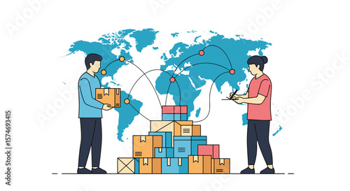 Global shipping and logistics network connecting people and packages across the world
