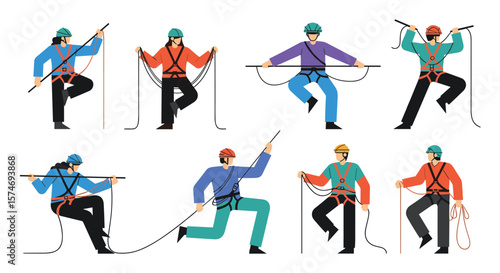 Illustrated guide to climbing harness techniques and rope management for outdoor adventurers