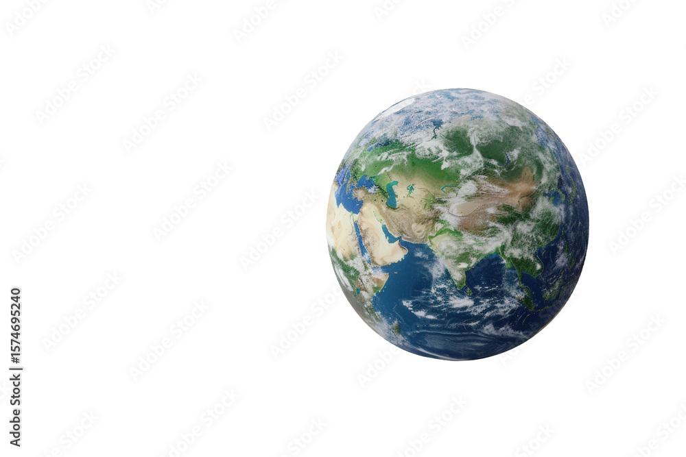 Fototapeta premium Blue and green Earth planet image with transparent background