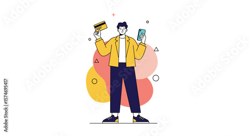 Man holding credit card and smartphone demonstrating online payment options for seamless transactions