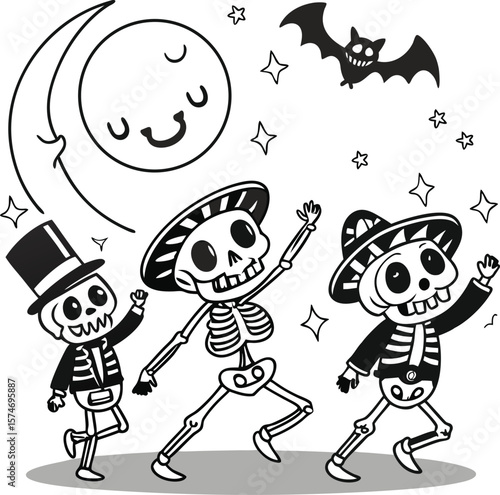 Funny vector cartoon illustration set of children in Halloween ghost costumes