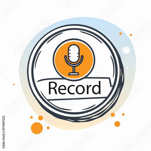 Recording Button for International Podcast Day with Microphone Icon and Colorful Background for Awareness Blogs, Social Media, and Podcast Promotion  