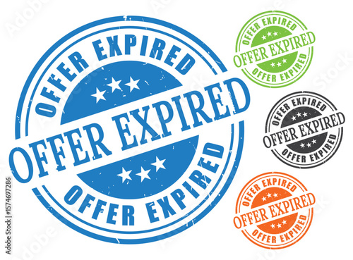 Expired Deal Stamp Vector Set, Outdated Offer Grunge Label Collection  