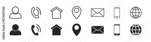 Contact information icons for business card. Contact and communication icons. Vector illustration