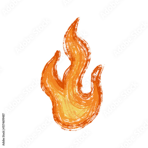 Hand drawn fire png. Crayon flame doodle illustration