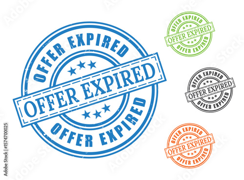 No Longer Valid Deal Stamps, Expired Offer Grunge Rubber Vector Set  