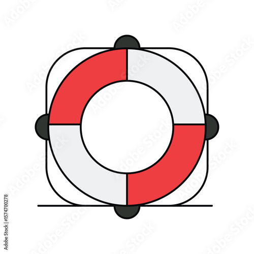 life saver color line icon with white background vector stock illustration